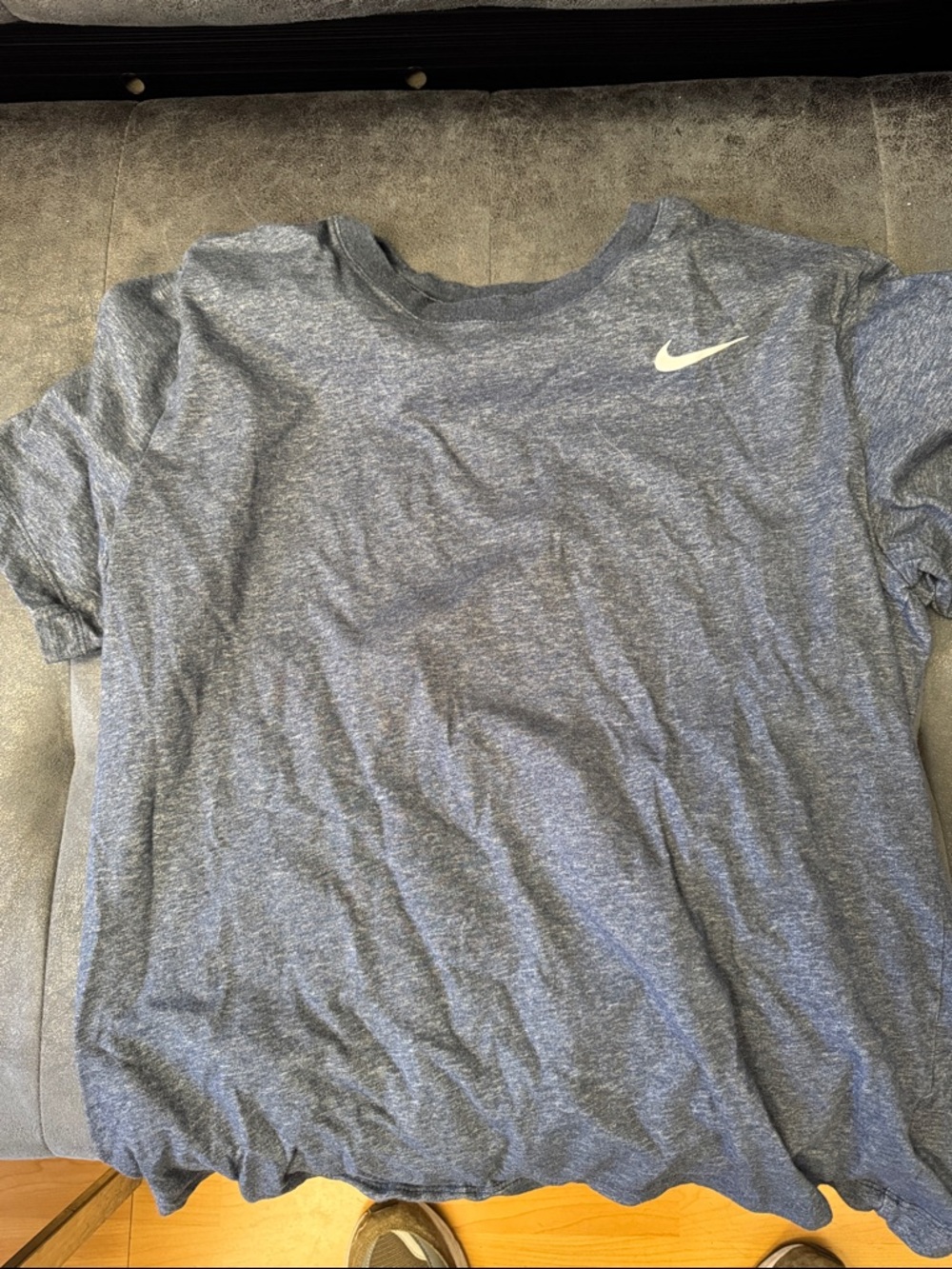 Nike Heathered Blue-Gray Short Sleeve Tee with White Swoosh Dri-Fit